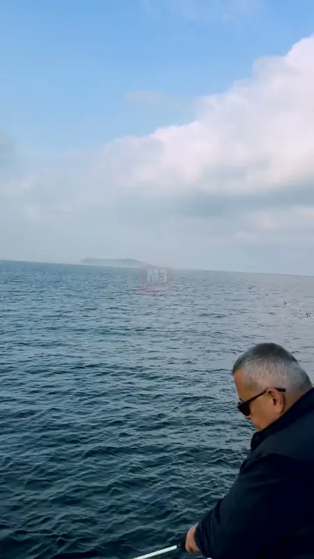 Güneşli bir günde tekneden sakin denize olta sarkıtan katılımcı